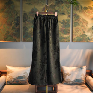 休闲阔腿长裤 5585 简约日常真丝香云纱高腰显瘦新中式 蓝大原创女装