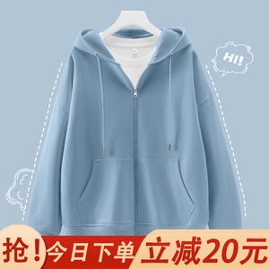 卫衣外套女秋冬加绒加厚2023年新款爆款学生连帽上衣拉链开衫春秋