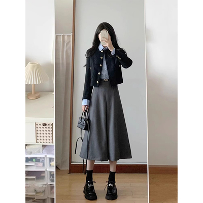 2025新款韩系学院风JK制服西装洋装子迪士尼穿搭三件套装女秋冬