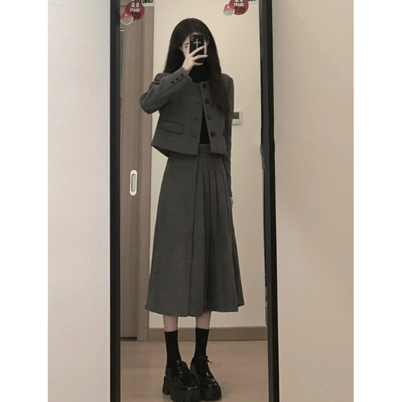 2025新款高级感法式覆古JK制服洋装子西装半身裙两件式套装女秋冬