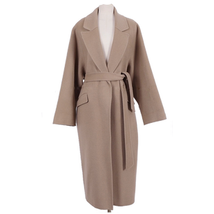 秋冬超长款大衣女到脚踝毛呢外套过膝韩版宽松系带复古赫本风女装