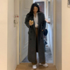 黑色毛呢外套女2021年秋冬新款 呢子大衣加厚 赫本风西装 韩版 超长款