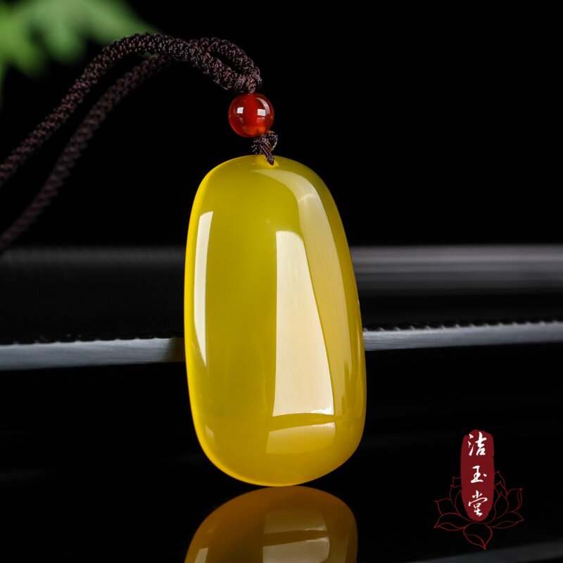 黄玛瑙无事牌吊坠水晶玉石玉髓项链挂件男女款能量牌刻字订制