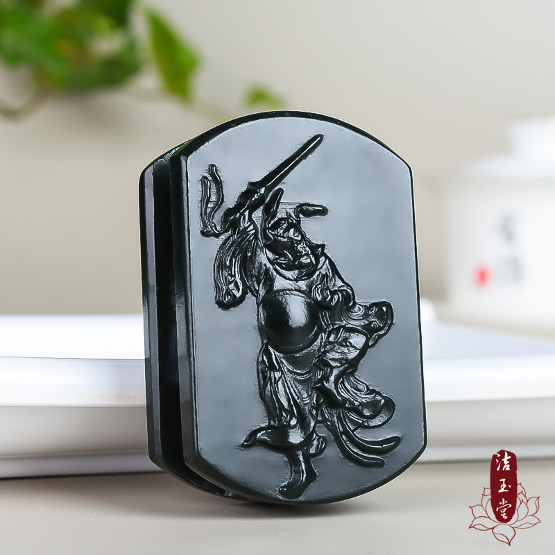 和田玉钟馗皮带扣玉石钟馗腰扣男款玉扣玉佩挂件腰件精雕男士青玉