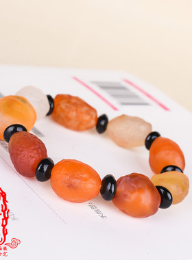 天然阿拉善蒙古戈壁石不规则彩珠