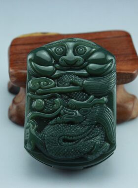 新疆和田玉龙皮带扣 玉石卧虎藏龙腰扣玉器挂件男士配饰吊坠