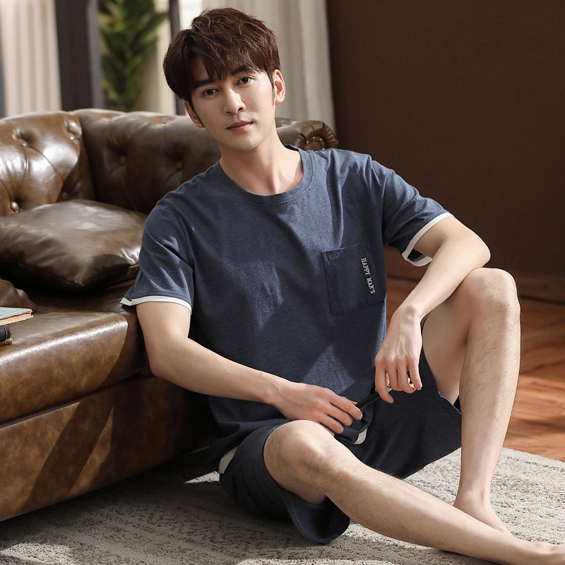 睡衣男士夏季薄款纯棉短袖青少年男款半袖家居服夏天休闲运动套装
