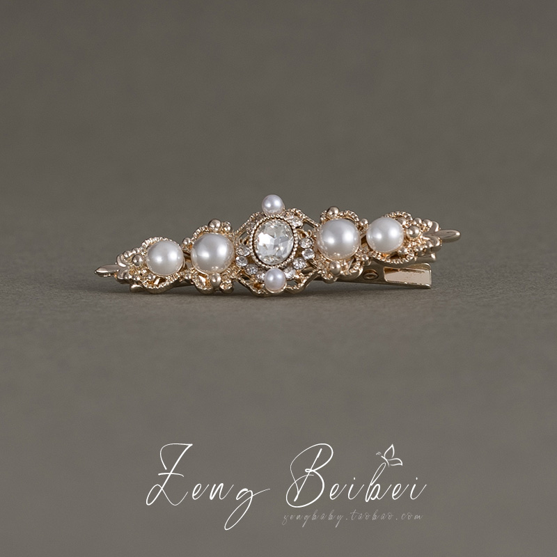 复古巴洛克风珍珠小发卡高颜值法式侧边刘海碎发夹子仙女迷你头饰