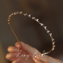 波斯蓝~精致法式蓝色发箍 外出百搭珍珠头箍超仙气细款头饰发卡女