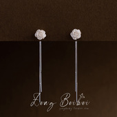 法式 两用高级感银色耳线女复古流苏仙气耳饰耳环 轻奢玫瑰小耳钉