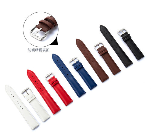 二层小牛皮真皮平纹表带针扣款代用dw CK 华为 浪琴 卡西欧男女款