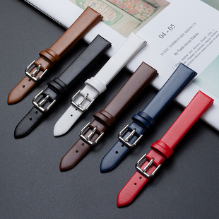 超柔软女款小尺寸手表带牛皮薄细表链配件适用小绿表小方糖表带