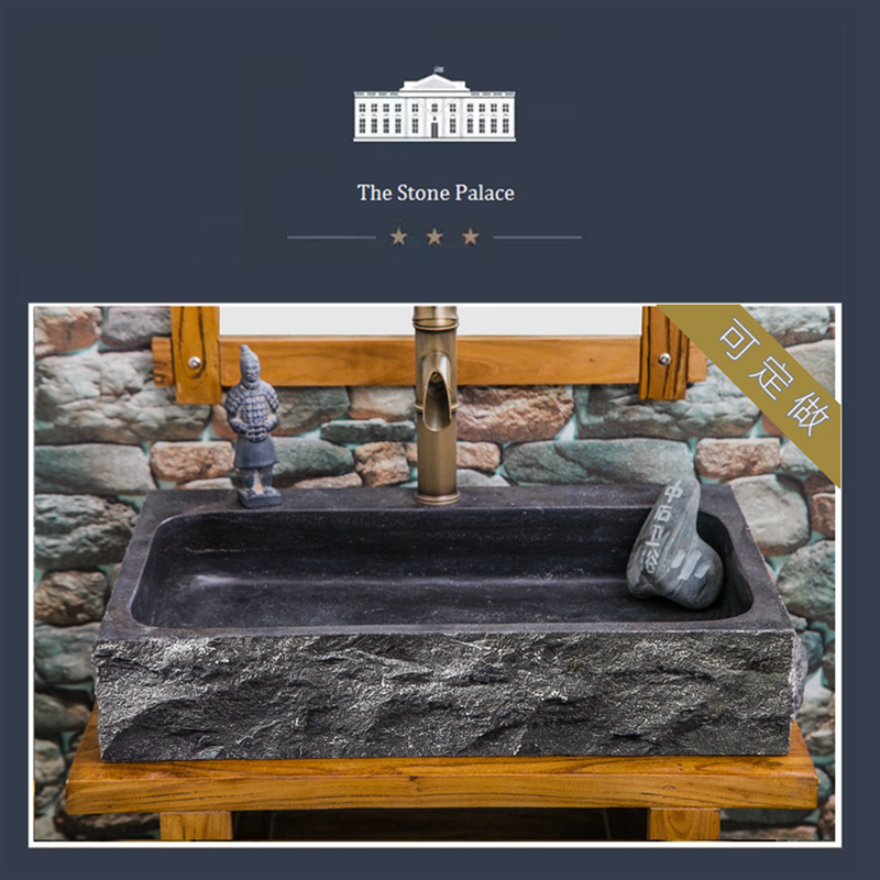 庭院石头水池台盆幼儿园户外洗手盆室外大理石水槽复古石材洗手池