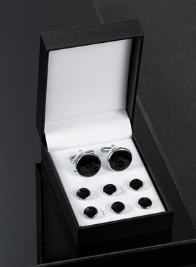 UJOY悦珈男士袖扣Cufflinks法式衬衫装饰圆形滴油袖钉套装8件套