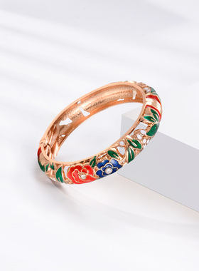 UJOY悦珈红蓝花卉手镯女