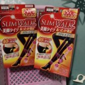 slimwalk日本120D自发热袜加大号胖mm女梨形身材显瘦美腿中筒秋冬