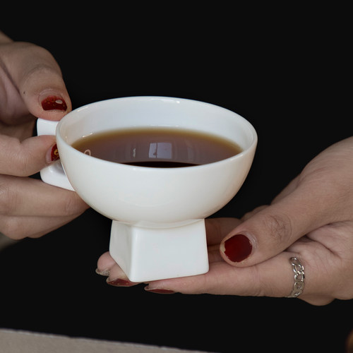明三宅家高脚骨瓷中古杯茶杯