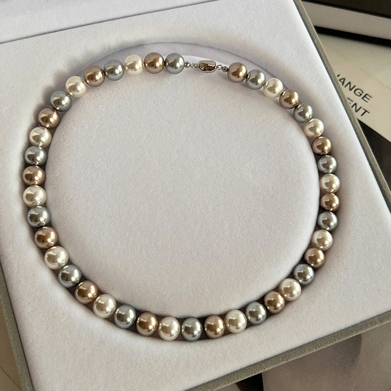 大溪地混彩珍珠项链美拉德色系女