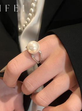 珍珠戒指女款轻奢简约