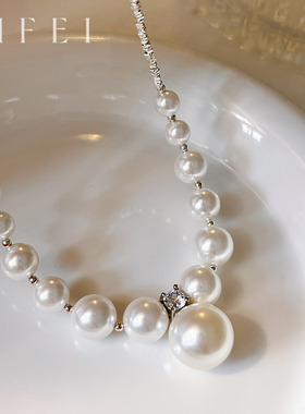 轻奢简约高级感小众澳白珍珠项链