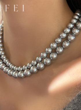 真多麻铂金灰色珍珠项链倪妮同款颈链轻奢气质锁骨链高级感配饰女