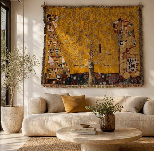 奥地利画家 Gustav Klimt's  生命之树The Tree of Life  挂毯