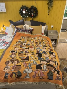 Peanuts 复古博主卡通史努比卧室布置毯子盖毯 美式
