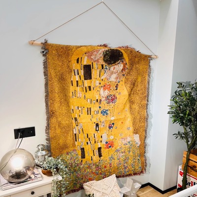 奥地利画家 Gustav Klimt's  The Kiss  吻 挂毯