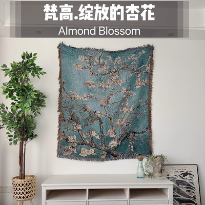 盛开的杏花 Almond Blossom 油画文森特梵高挂毯装饰毯手工画框毯