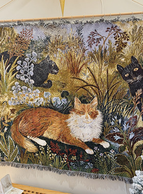 英国民间艺术家安娜·普格（Anna Pugh）复古猫咪油画挂毯