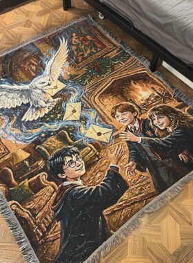 复古美式 哈利波特 hedwig 猫头鹰 圣诞季 海德薇盖毯地毯沙发毯