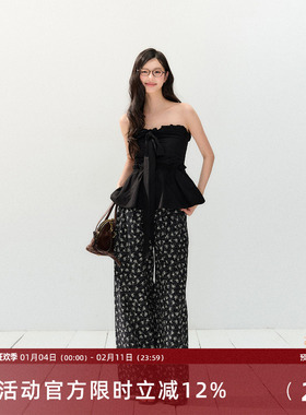 7Shiftin 原创设计春夏新款黑色慵懒直筒休闲裤垂感质感松弛长裤