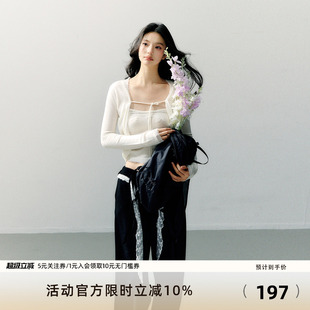 绑带罩衫 打底内搭上衣两件套 原创设计早春穿搭白色套装 7Shiftin