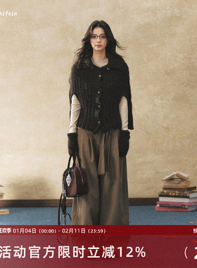 7Shiftin 原创设计卡其色宽松阔腿休闲裤女直筒褶皱垂感飘带长裤