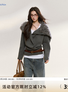 7Shiftin原创秋冬新款高级感灰色套头宽松毛针织衫设计感短款上衣