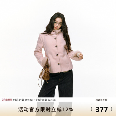 7Shiftin 原创设计秋冬新款双色修身毛绒外衣保暖皮毛一体外套女