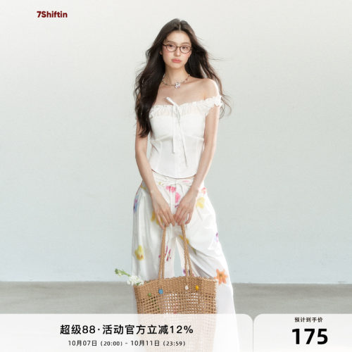 7Shiftin 原创设计夏季新款白色蝴蝶结上衣设计感百搭修身显瘦T恤