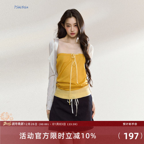7Shiftin原创设计秋季新款三色辣妹抹胸背心外穿无肩带内搭上衣女