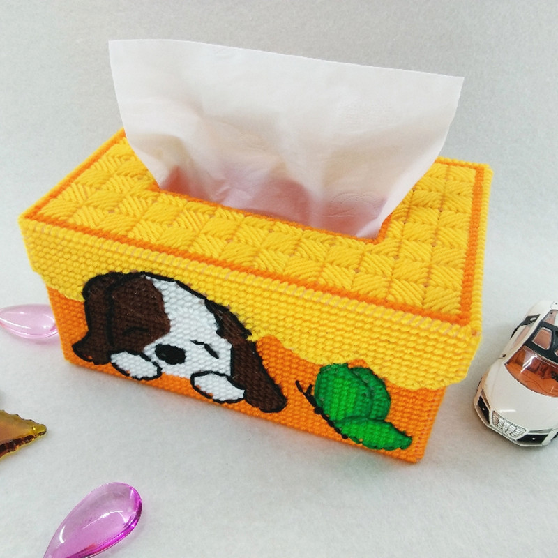 十字绣立体绣3D纸巾盒梦香狗纸抽盒客厅长方形手工抽纸盒新款包邮