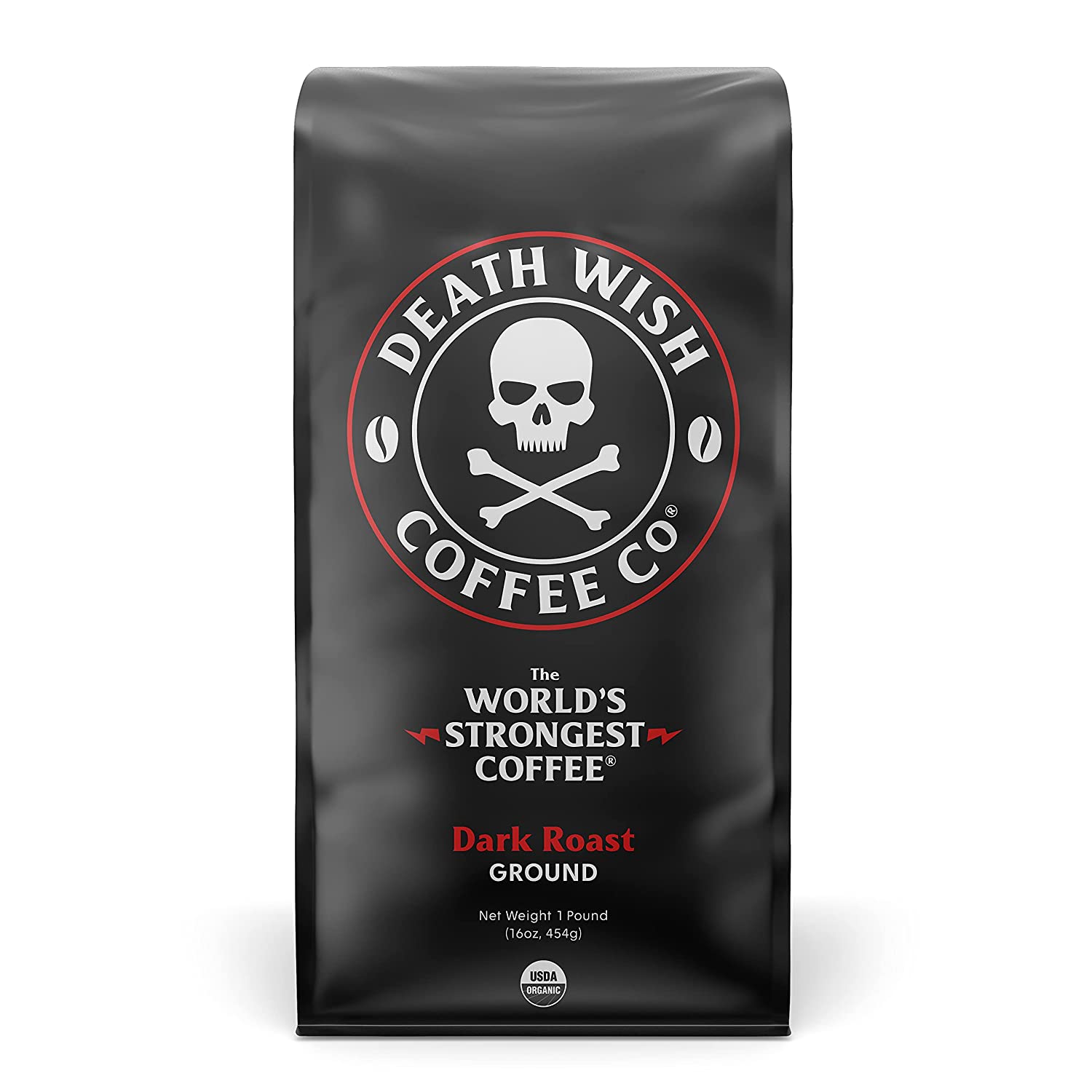 美国直邮DeathWish死亡之愿超浓咖啡因提神美式有机咖啡粉豆453g