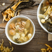 膳太杏仁百合菜干请咳痰润燥清热排骨煲汤材料包广东养生炖品食材