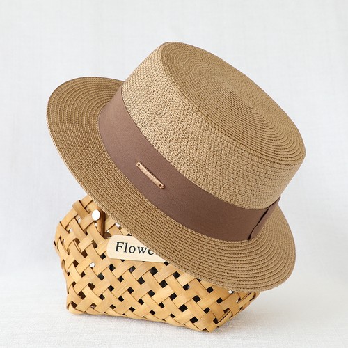 法式平顶遮阳草帽女度假出游防晒