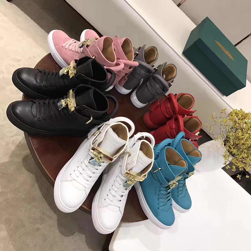 外贸鞋女buscemi锁头鞋白色短靴