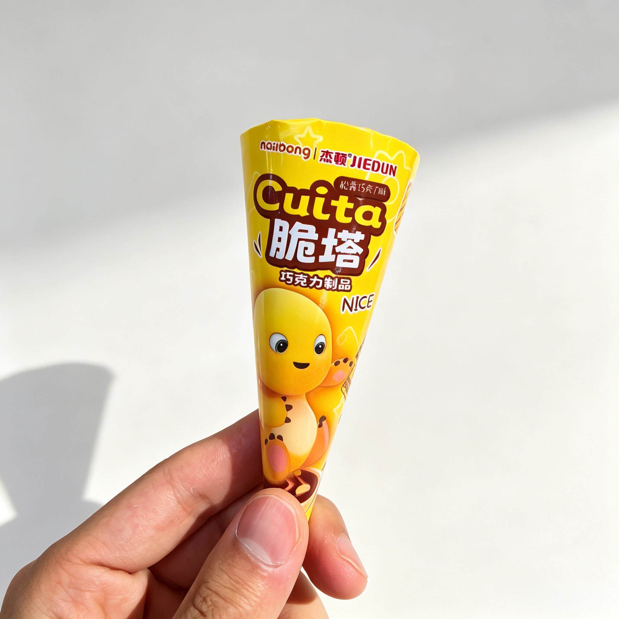 杰顿奶龙巧克力脆筒网红同款学生上班族休闲零食独立包装蛋筒饼干