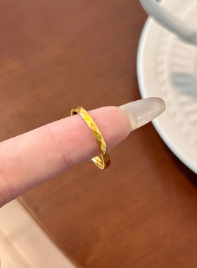 精致复古多切面戒指女钛钢真金电镀轻奢小众设计百搭冷淡风高级