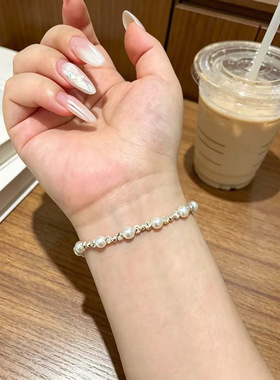 法式复古感碎银子珍珠手链女款小众设计轻奢百搭气质温柔手串