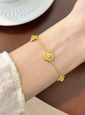 小红书爆款花朵白贝高级感手链女圆珠招财新中式百搭轻奢小众