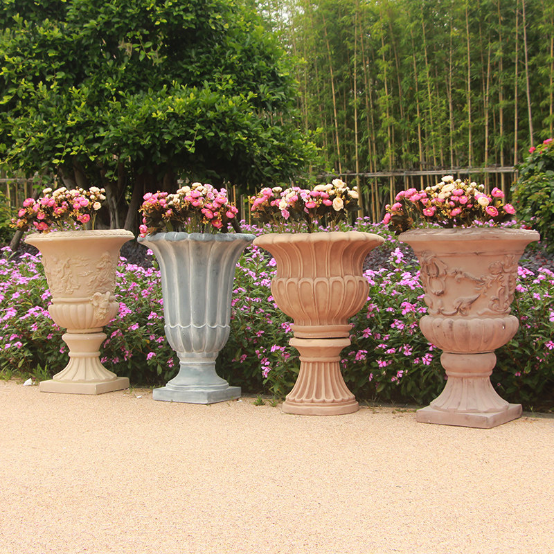 户外欧式花园庭院阳台花盆简约造景装饰创意绿植种植落地花器花盆