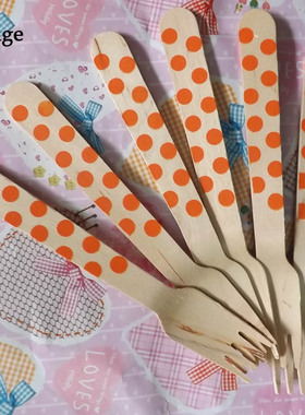 一次性木制韩式餐具 外贸余单 环保木制餐具 Orange{橙色}