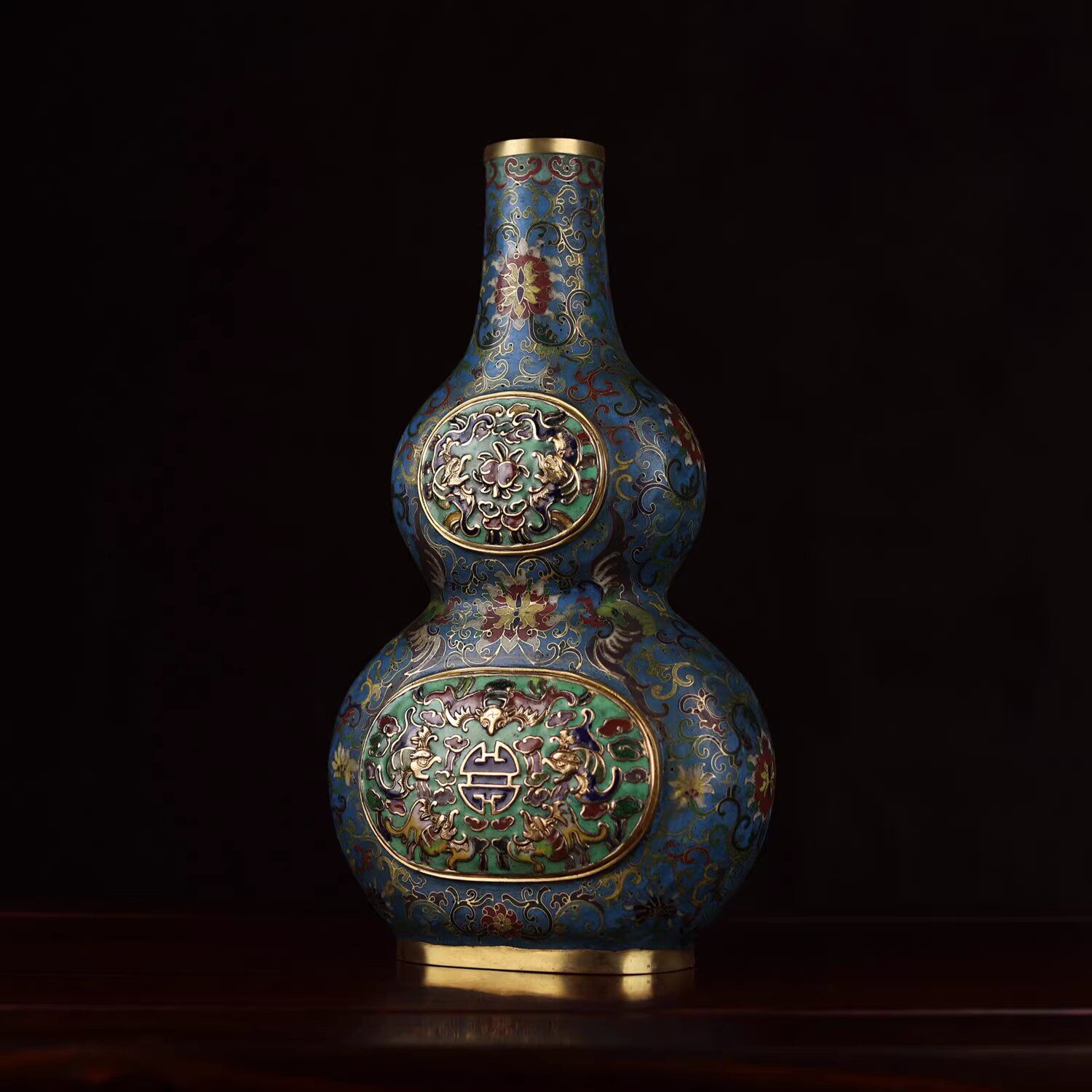 金丹青 仿明清景泰蓝掐丝珐琅葫芦式花瓶 家居玄关装饰品摆件花瓶